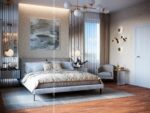 Calm bedroom wall finished with Silk Plaster Standard