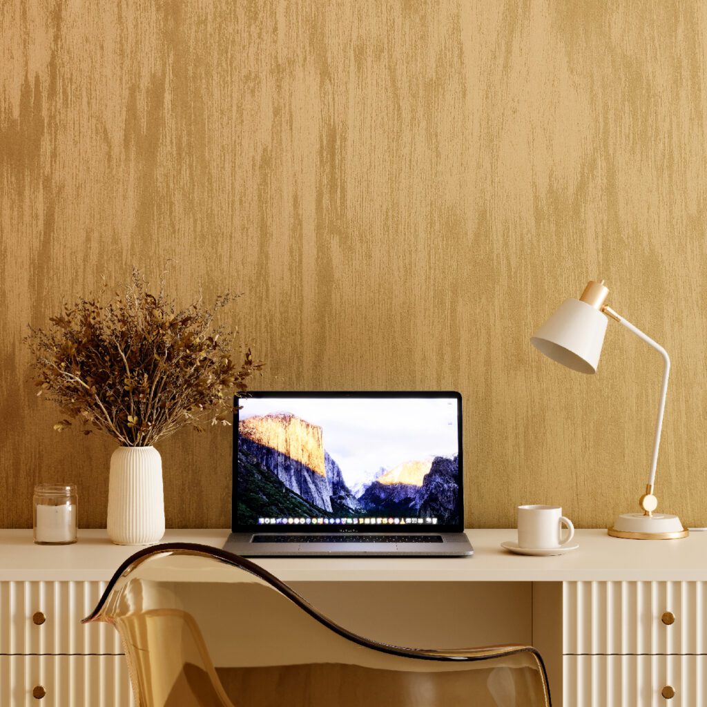 Deco Wallcoverings by Silk Plaster - terracotta textured wall finish in modern living room