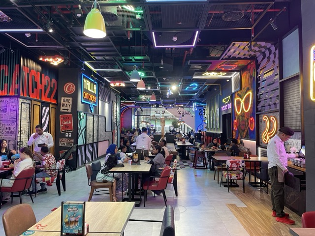 Catch 22 Restaurant Dubai - Full project overview with Silk Plaster decorative finishes