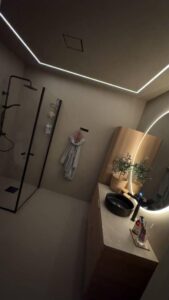 Microcement dressing room with seamless walls - Norway interior project