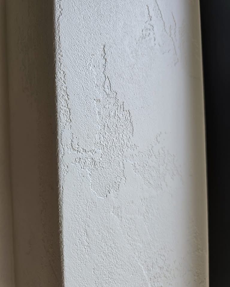 Travertino Naturale lime plaster wall detail with natural light highlighting the textured mineral surface — Silk Plaster